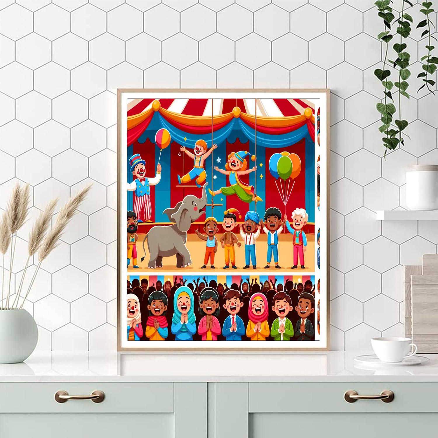 Silly Circus Adventure Paint By Numbers Art