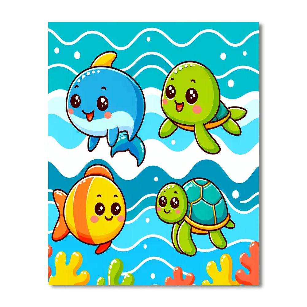 Colorful Marine Life Paint By Numbers Art