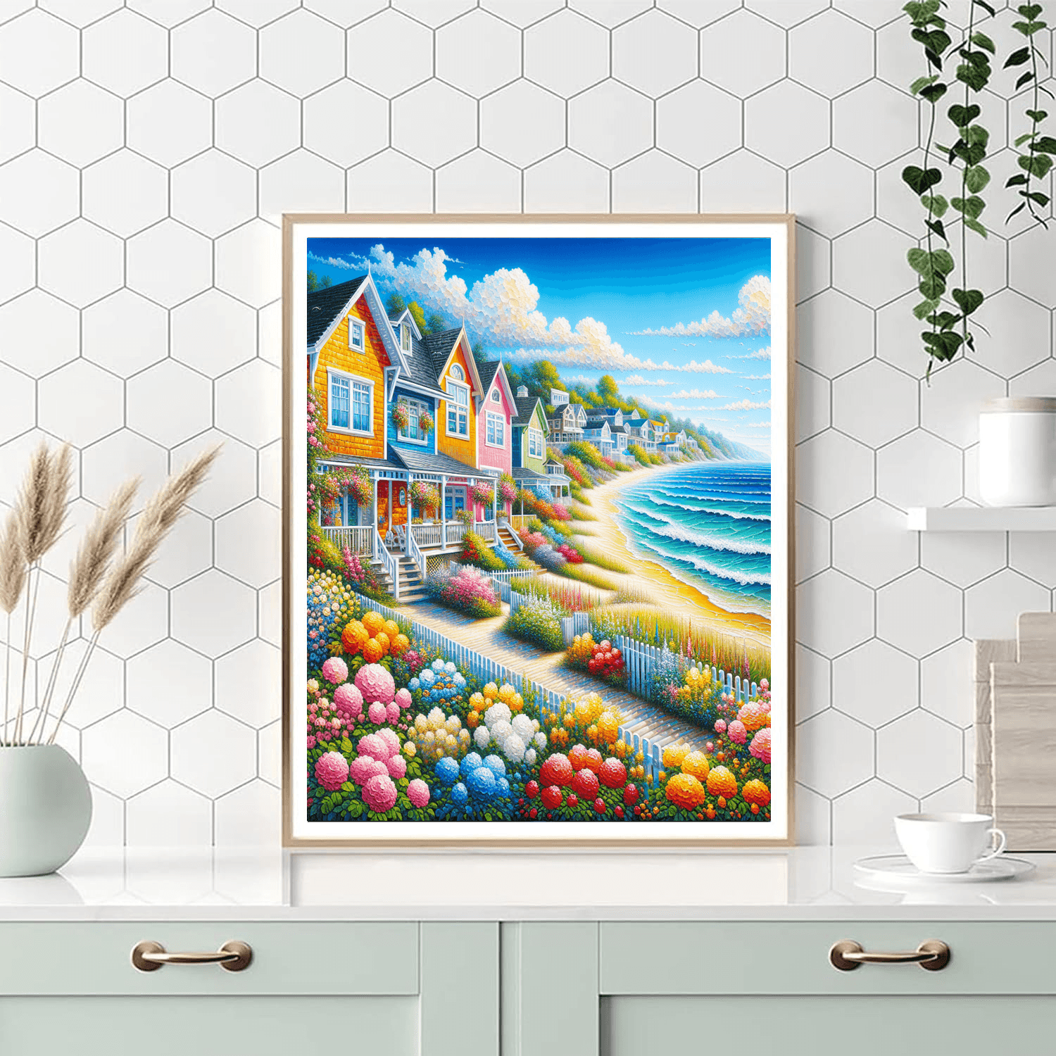 Charming Coastal Scene Number Painting