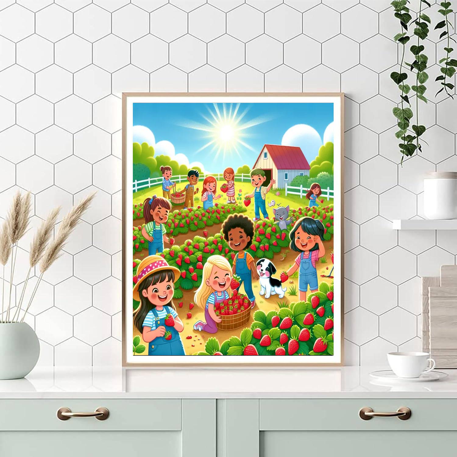 Sweet Strawberry Harvest Number Painting