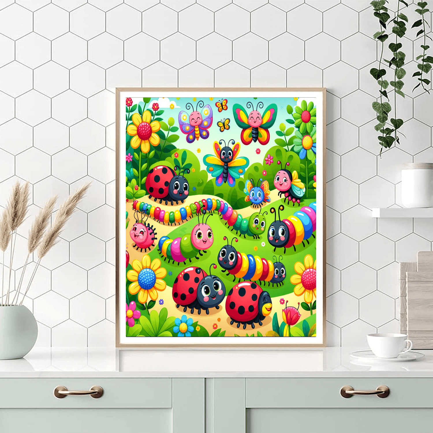 Colorful Bug Parade Number Painting