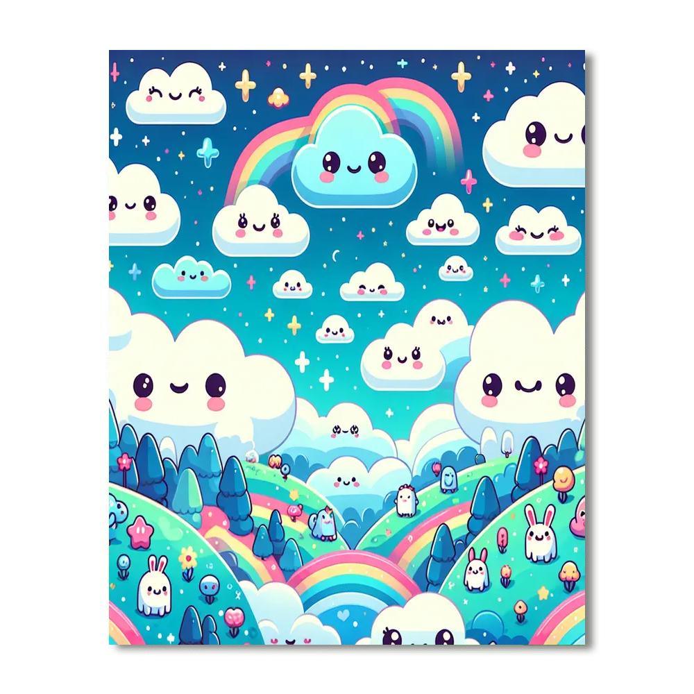 Whimsical Cloud Dreamland Number Painting