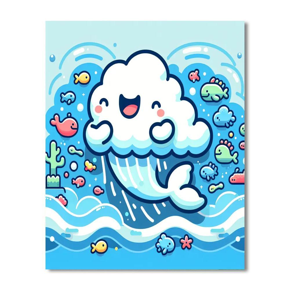 Bubbly Cloud Whale Number Painting