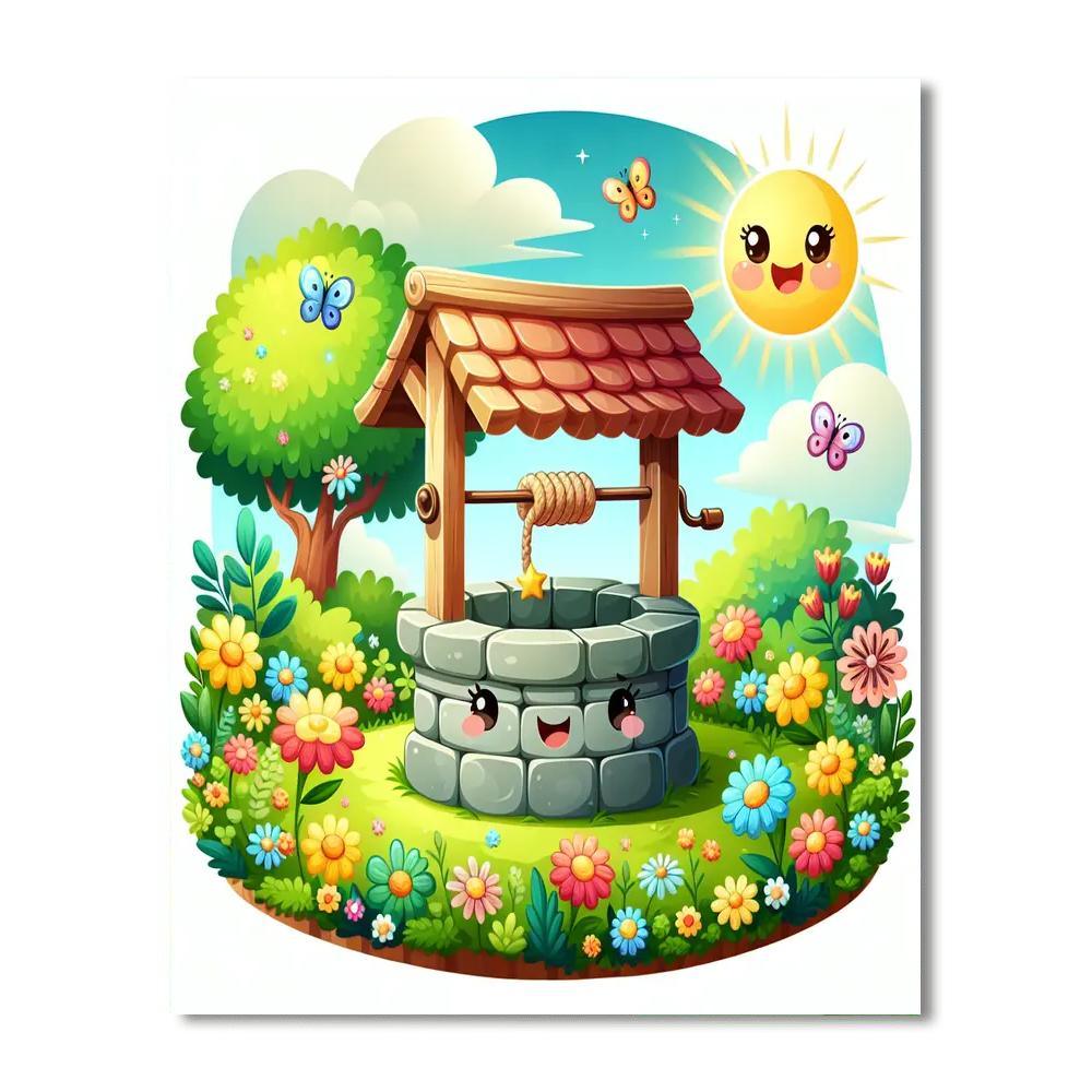 Whimsical Wishing Well DIY Paint By Numbers