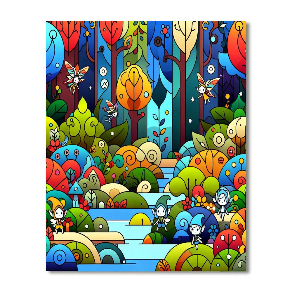 Enchanting Elven Forest Painting Number Kit