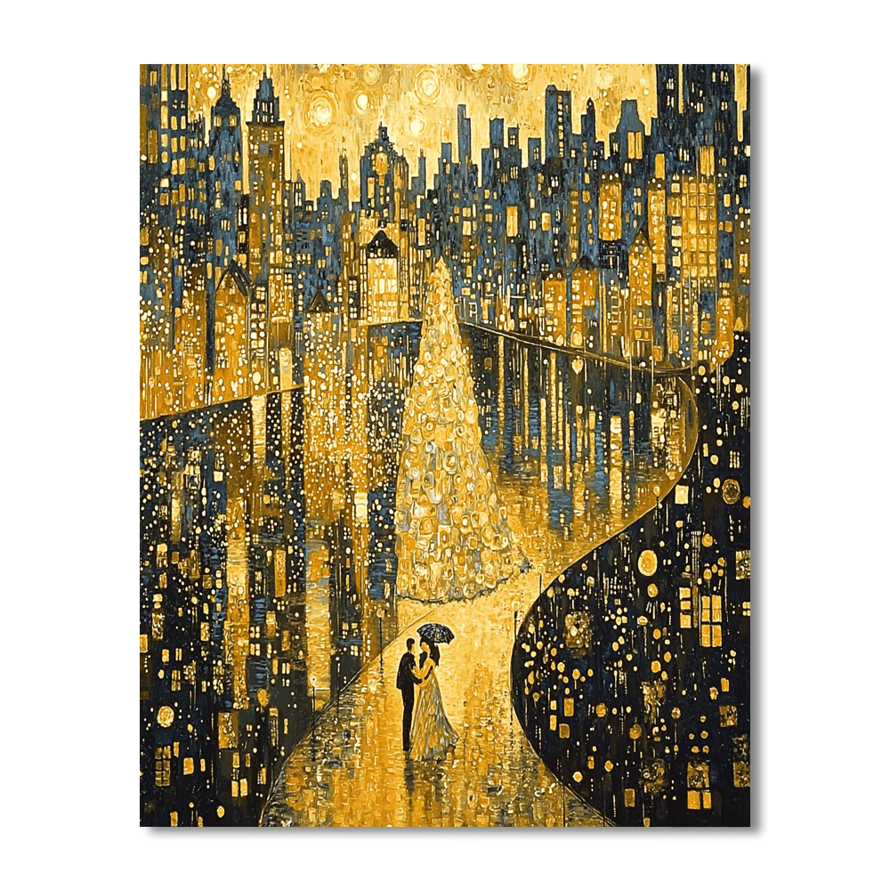 Gustav Klimt Inspired Golden Urban Dreams  Paint By Numbers Art
