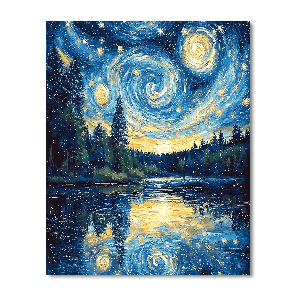 Vincent Van Gogh Inspired Starry Sky Reflections  DIY Paint By Numbers