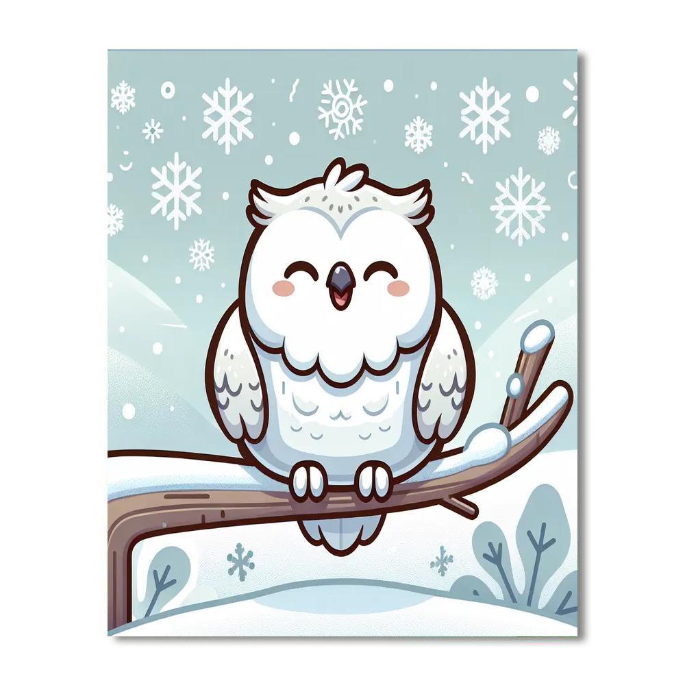 Happy Snowy Owl Paint By Numbers Art
