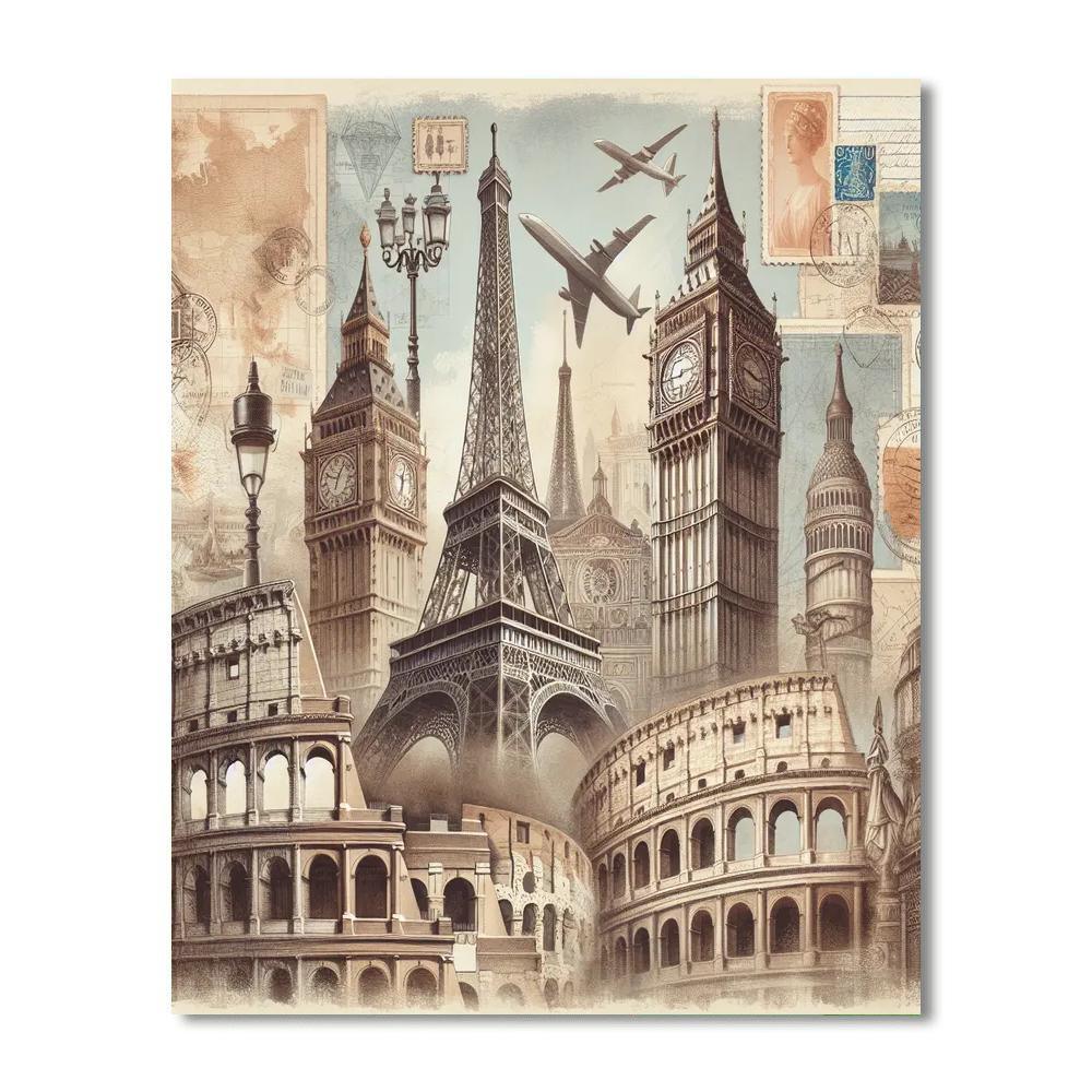 Vintage Travel Diaries Paint By Numbers Art