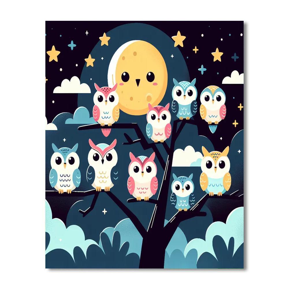 Owls Of The Enchanted Grove Paint By Numbers