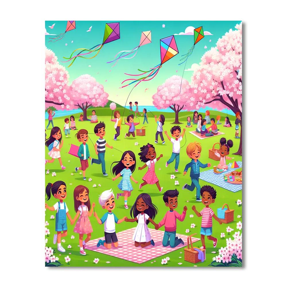 Cheery Cherry Blossom Festival Painting Number Kit