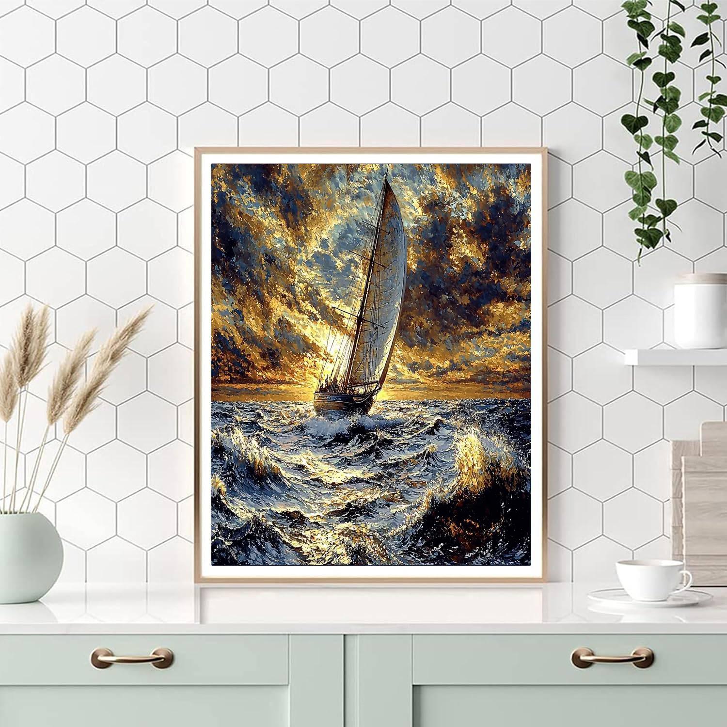 J.M.W. Turner Inspired Vintage Ocean Voyage  Paint By Numbers