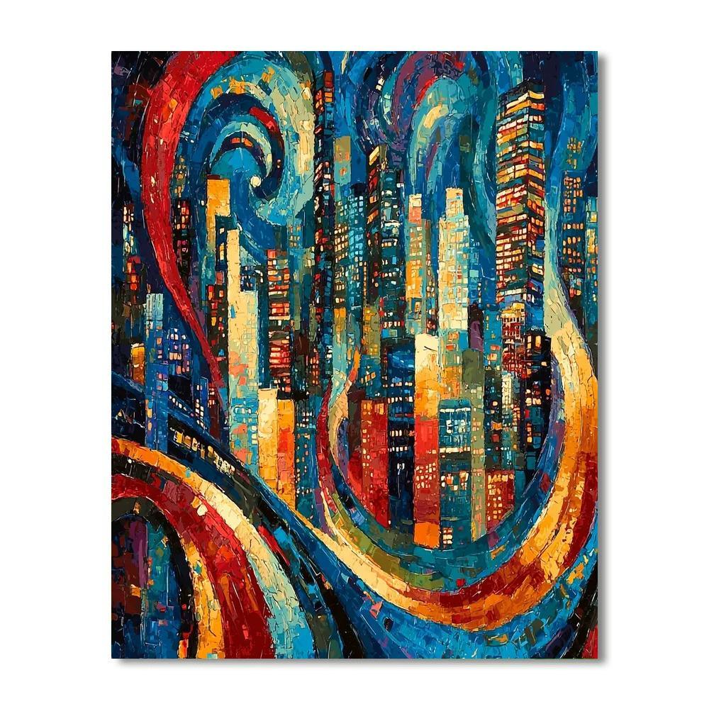 Jackson Pollock Inspired Reflective Urban Symphony  Paint By Numbers Kits