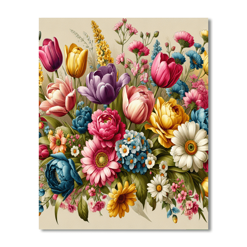 Colorful Flower Bouquet Painting Number Kit