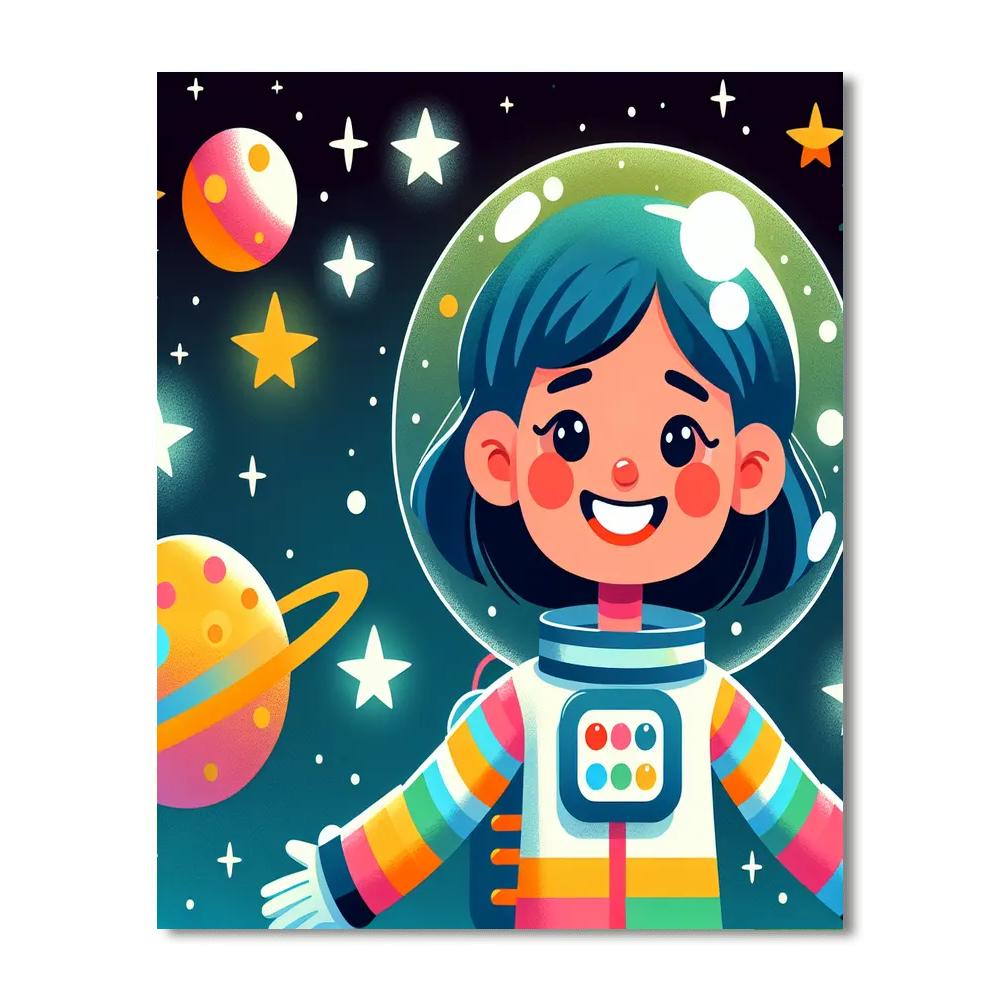 Joyful Little Astronaut Number Painting