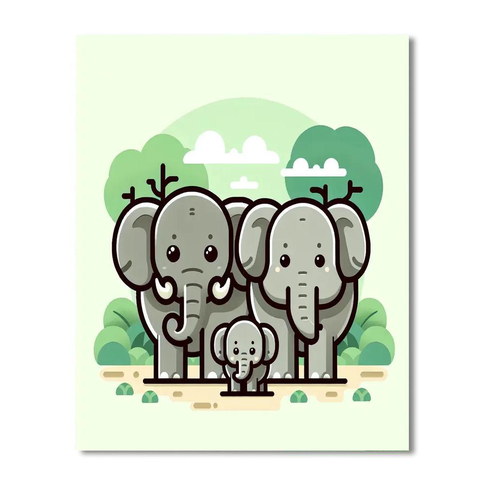 Gentle Elephant Family Paint By Number
