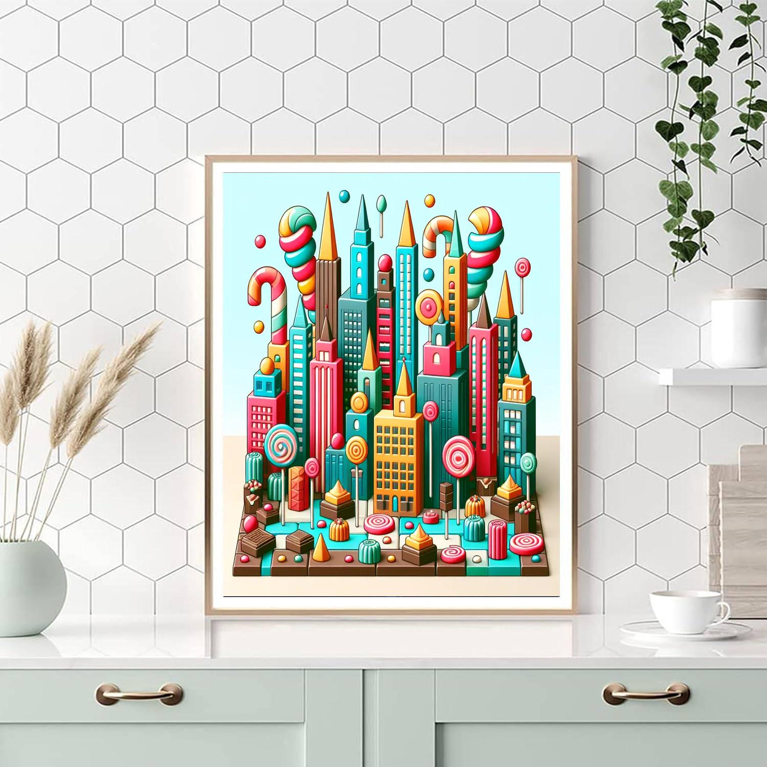 City Of Candy Canes Paint By Numbers Art