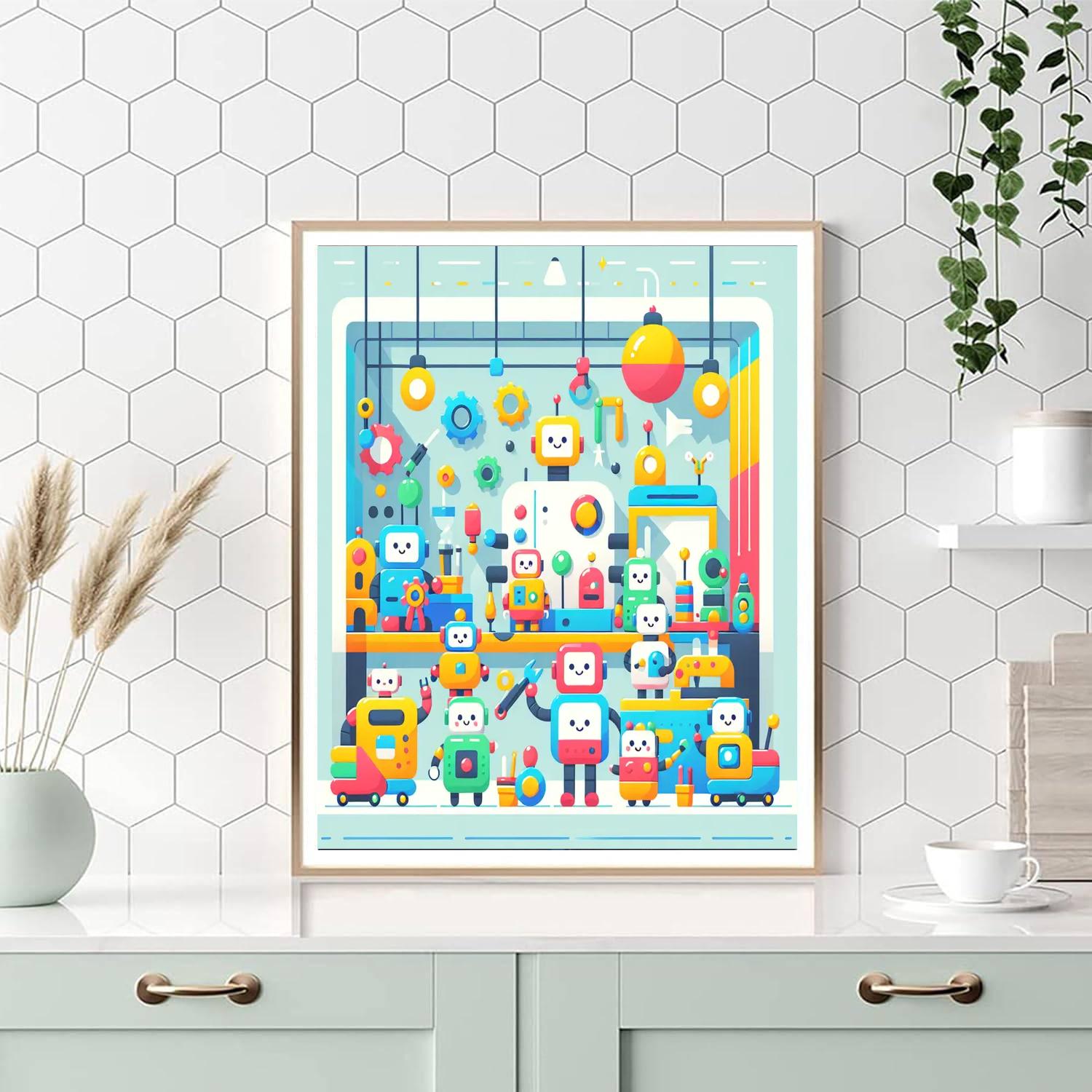 Joyful Robot Workshop Paint By Numbers Art