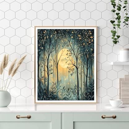 Nandalal Bose Inspired Harmony Of The Moonlit Forest  Paint By Number
