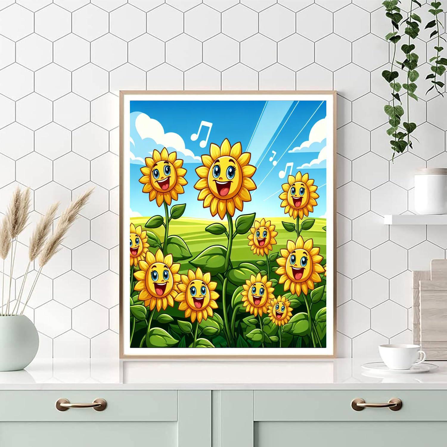 Singing Sunflowers Paint By Numbers Art