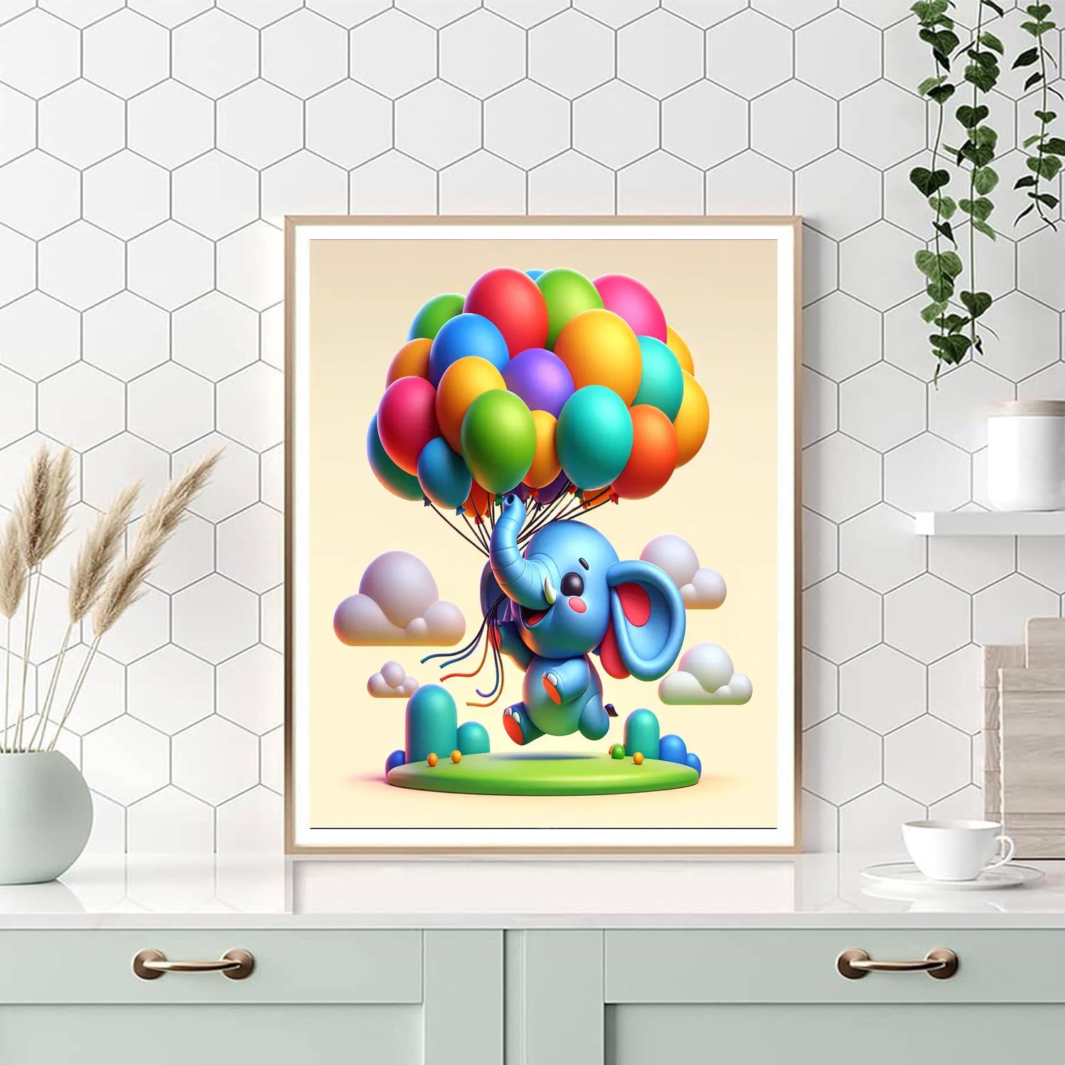 Elephant's Balloon Ride Numbered Painting Kits