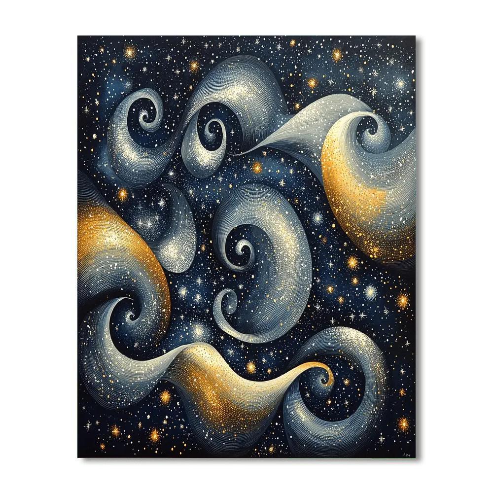 Georges Seurat Inspired Starry Night Whirlwind  DIY Paint By Numbers
