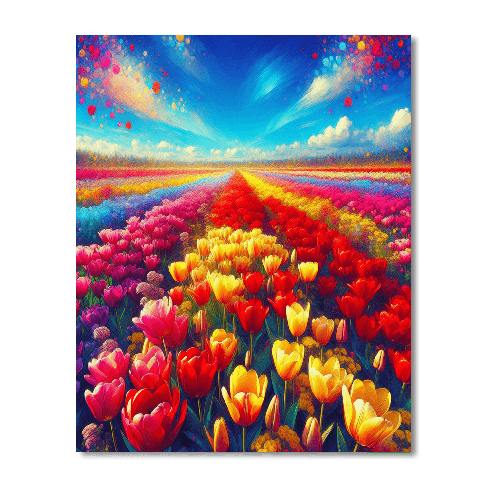 Vibrant Tulip Fields Painting By Numbers Kit