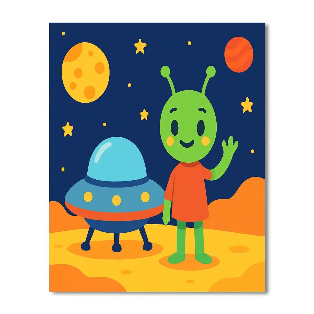 Friendly Martian Landing Painting By Numbers Kit