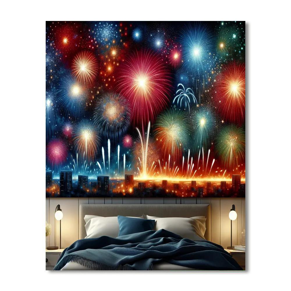 Dazzling Fireworks Show Paint By Numbers Art