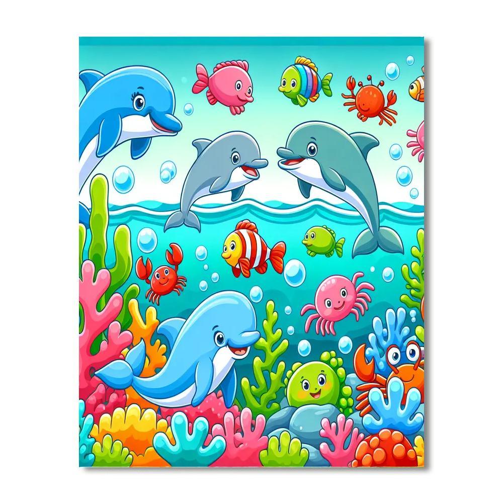 Giggling Ocean Friends Paint By Numbers Art