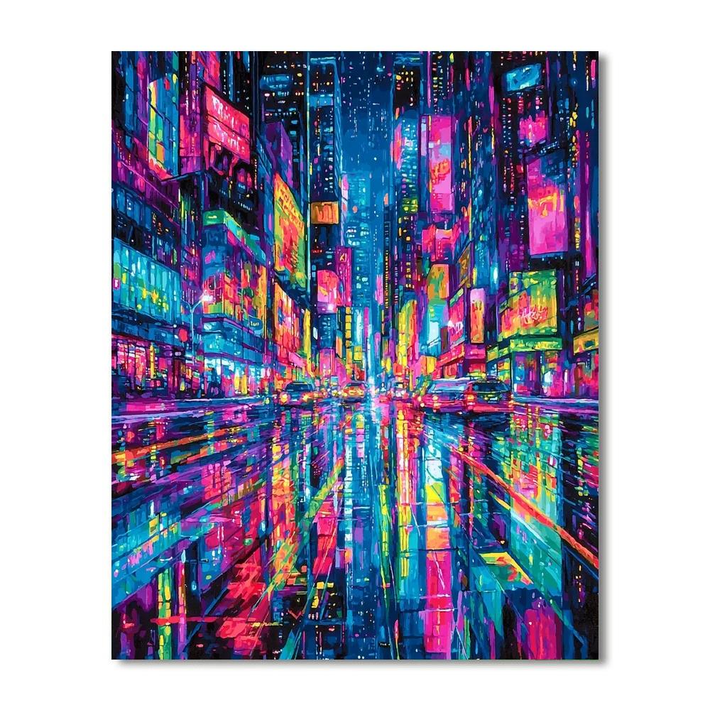 Richard Estes Inspired Futuristic City Dynamics  Paint By Numbers