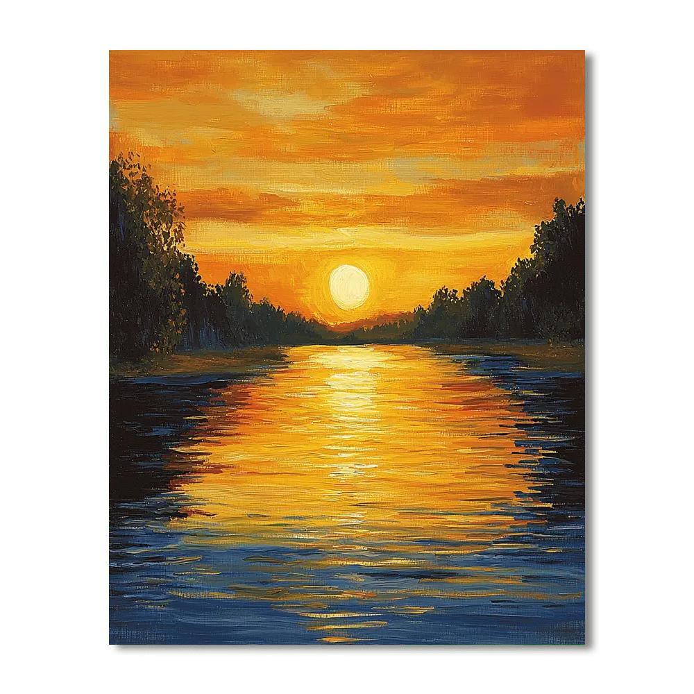 Paul Cézanne Inspired Sunset On The Riverbank  Paint By Number