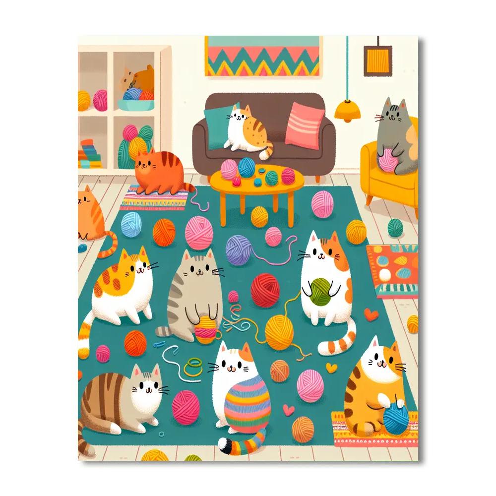 Mischievous Cat Caper Painting By Numbers Kit