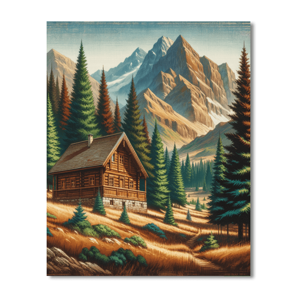 Rustic Mountain Retreat Paint By Number