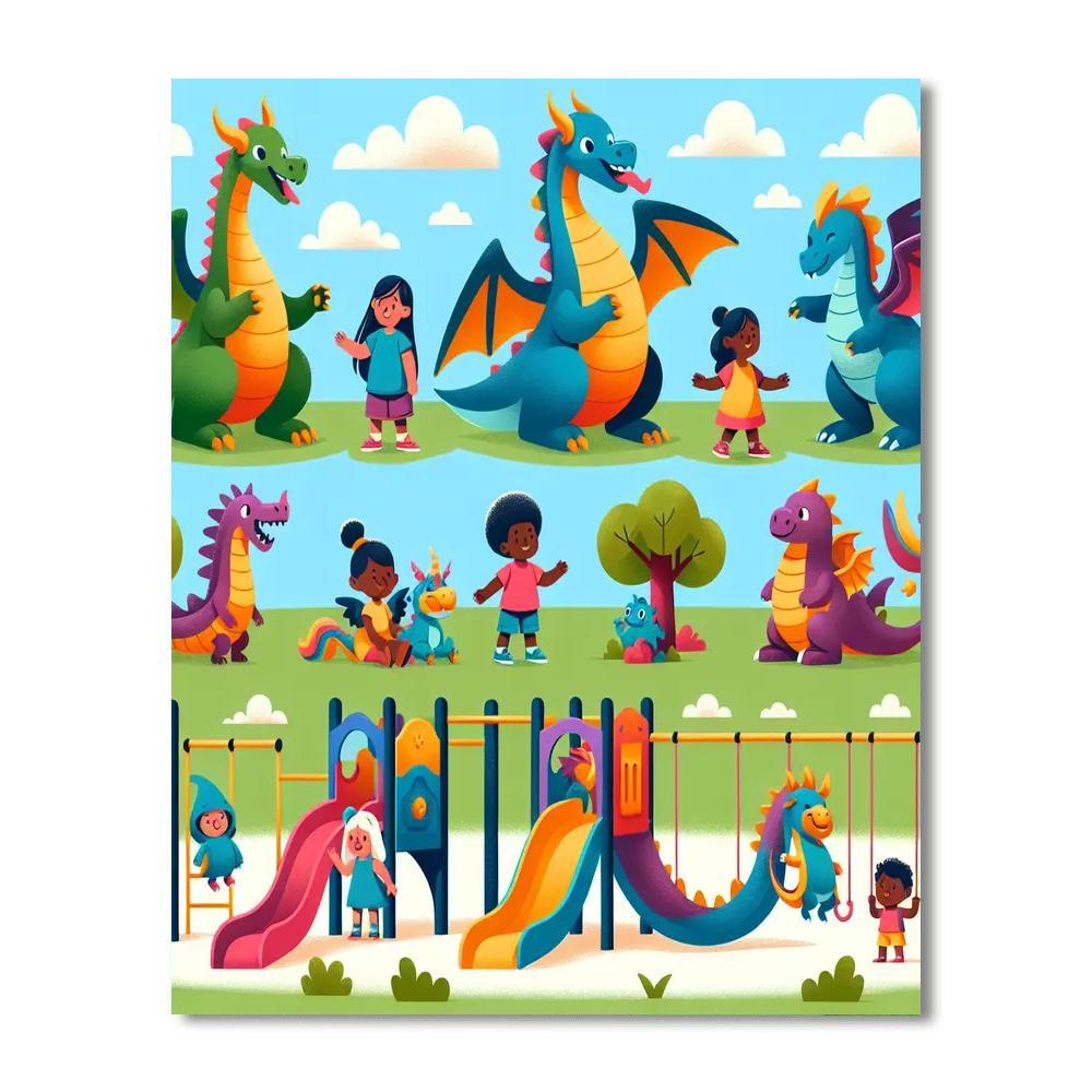 Friendly Dragon Playground Paint By Color
