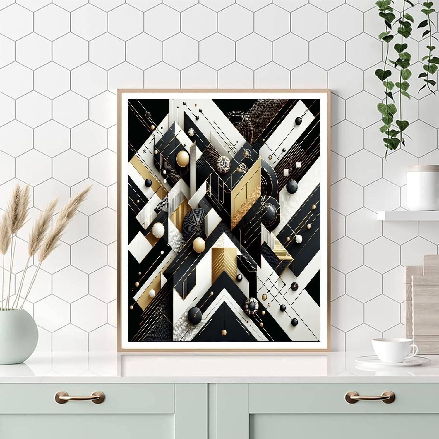 Chic Geometric Contrast Numbered Painting Kits