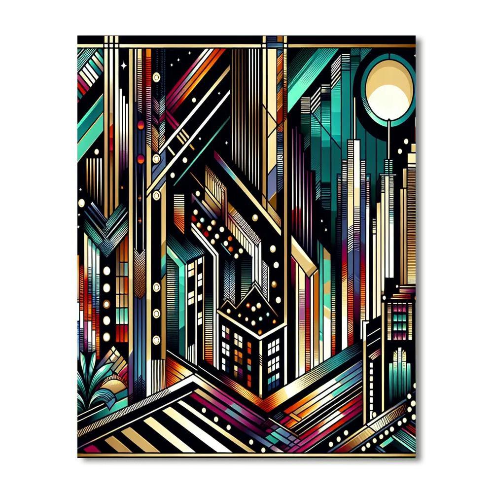 Art Deco City Nightlife Numbered Painting Kits