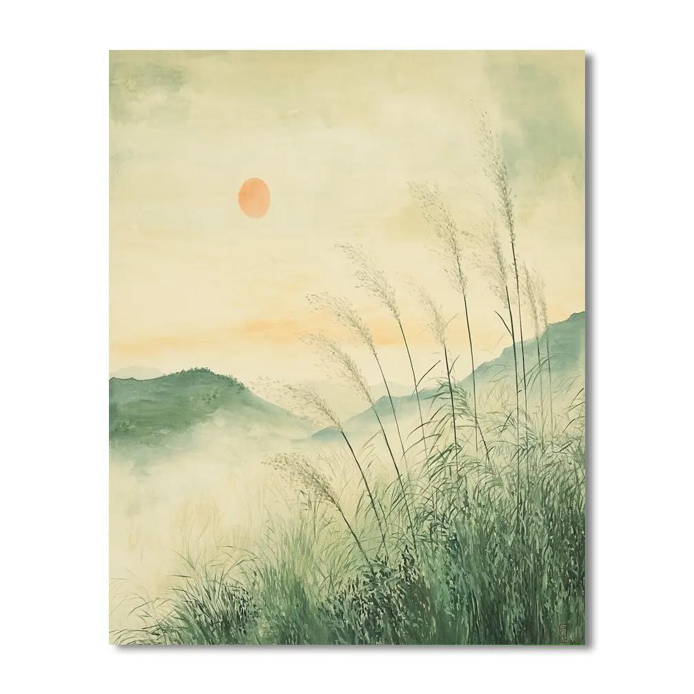 Zhao Mengfu Inspired Breezy Meadow Whispers  Paint By Color