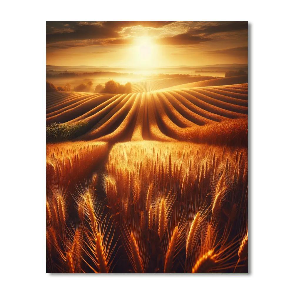Sunlit Harvest Fields Painting By Numbers Kit