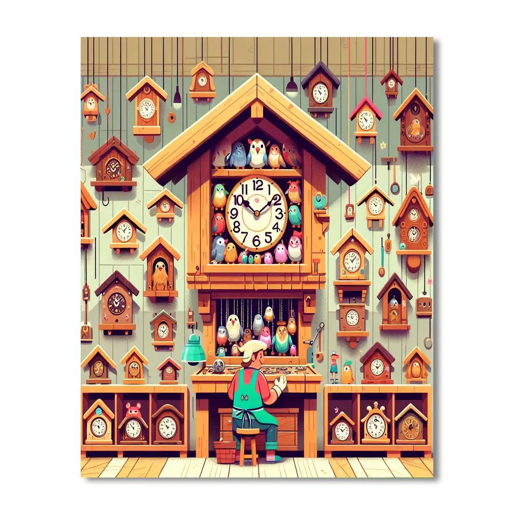 Clever Cuckoo Clock Caper Number Painting