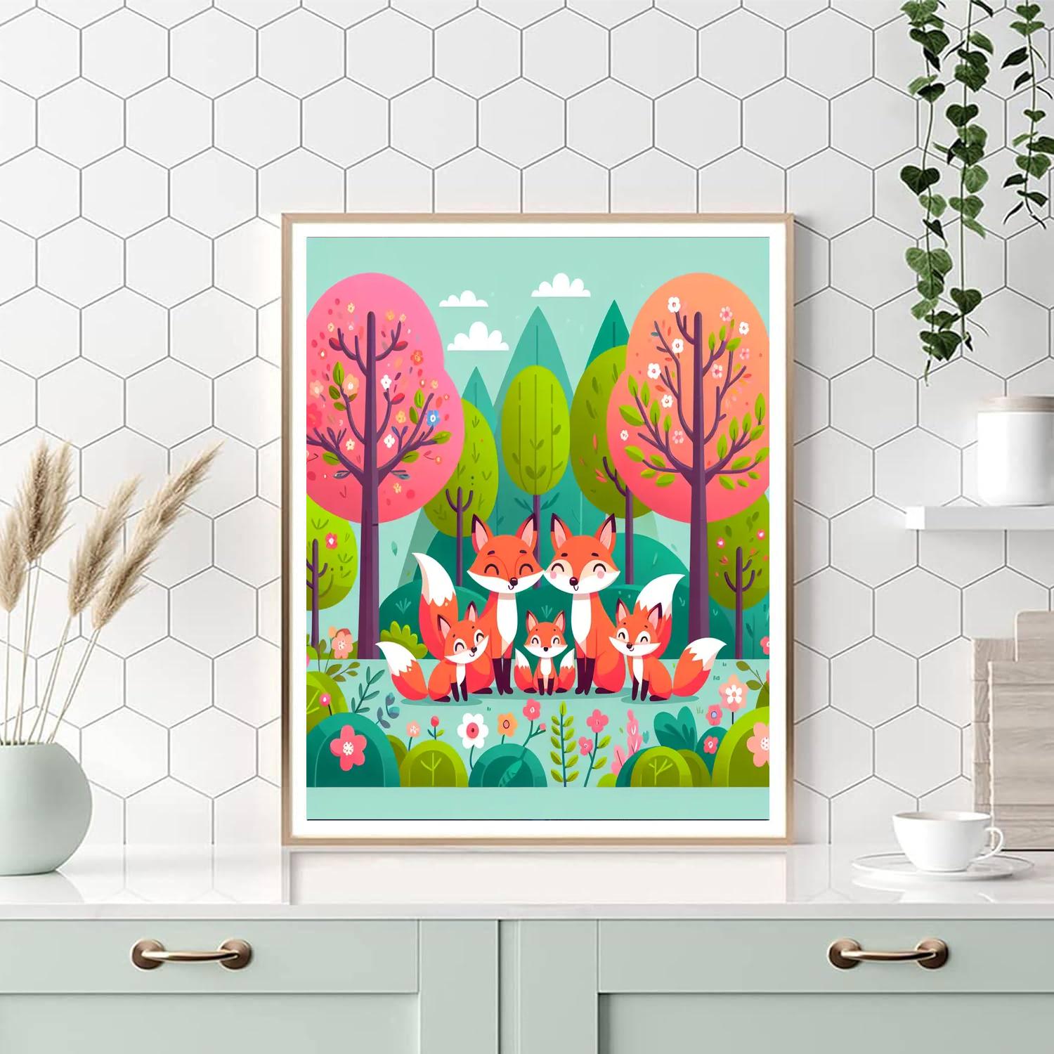 Whimsical Fox Family Numbered Painting Kits