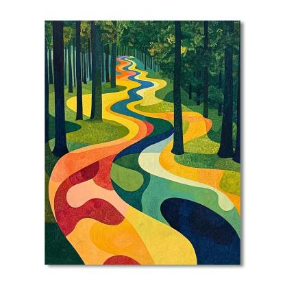 Wassily Kandinsky Inspired Abstract Forest Pathways  DIY Paint By Numbers