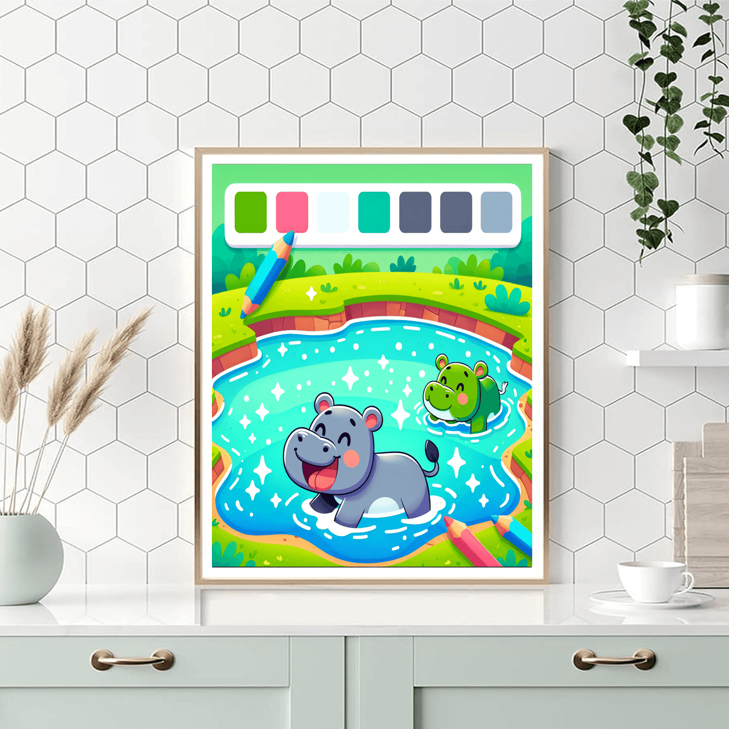 Hippo's Happy Hideaway Paint By Color
