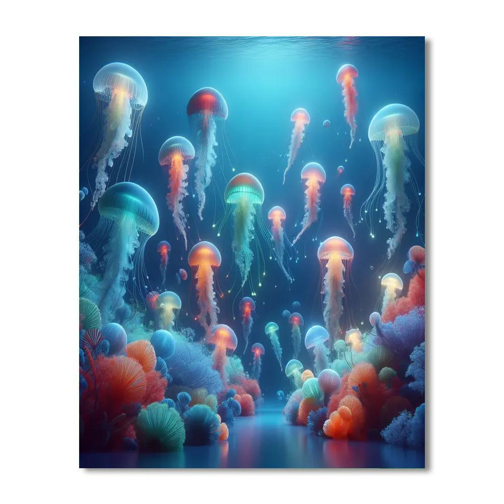 Joyful Jellyfish Dance Paint By Numbers Art