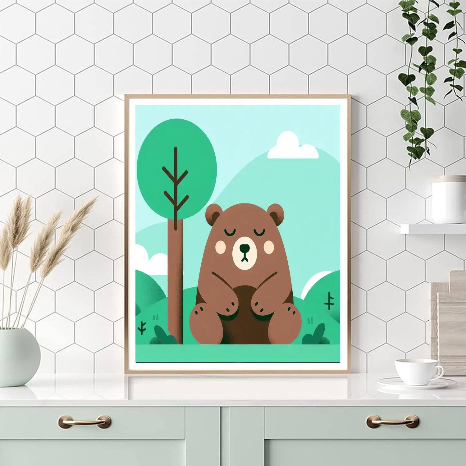 Blissful Bear Paint By Numbers Art
