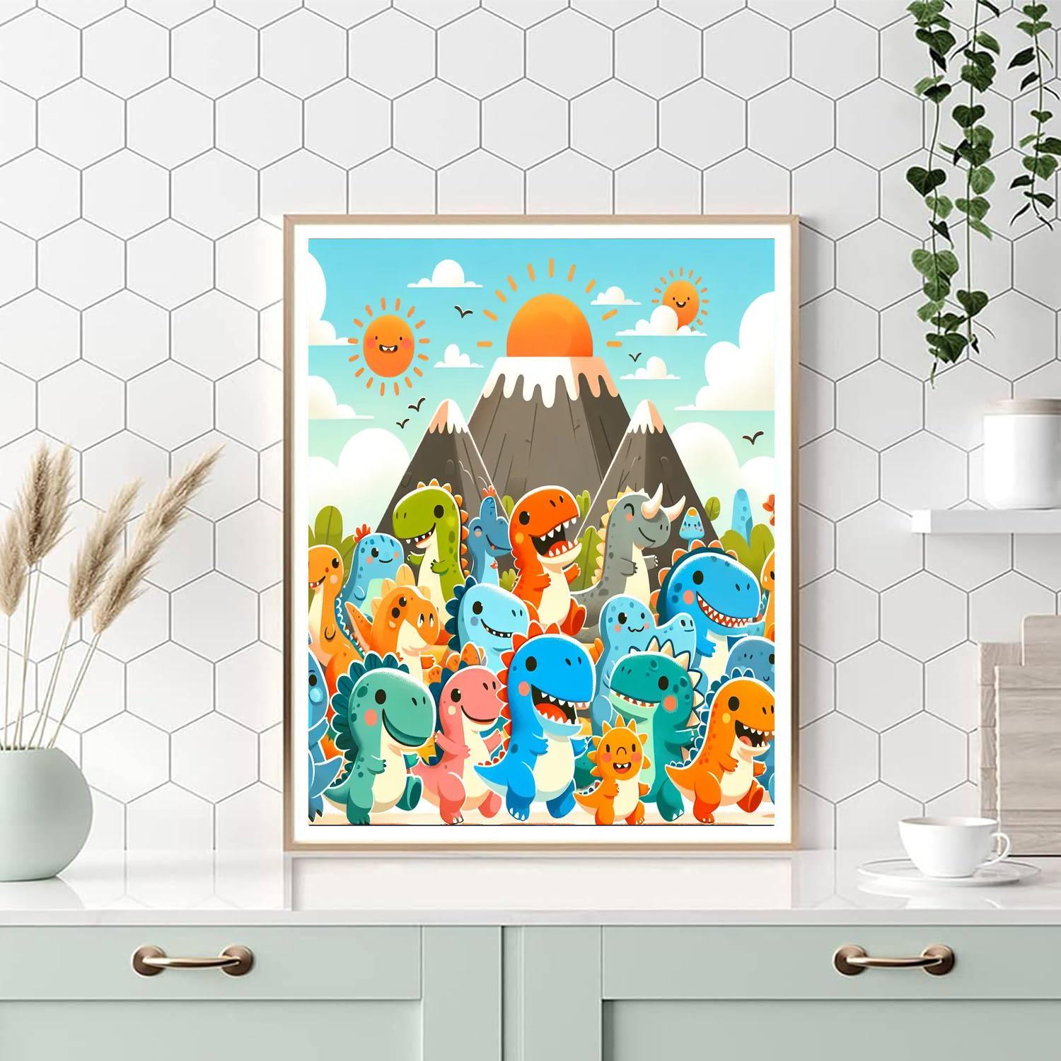 Cheerful Dinosaur Parade Painting By Numbers Kit