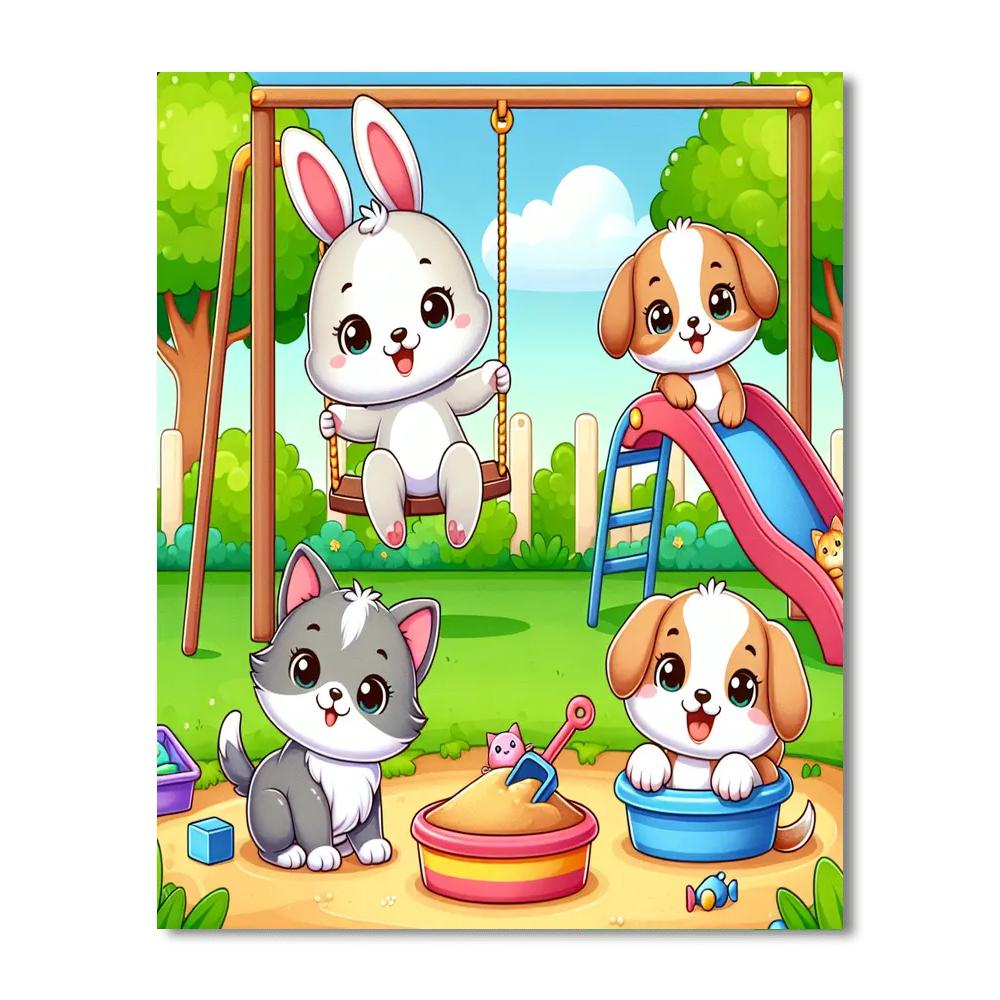 Cute Critter Playground Numbered Painting Kits