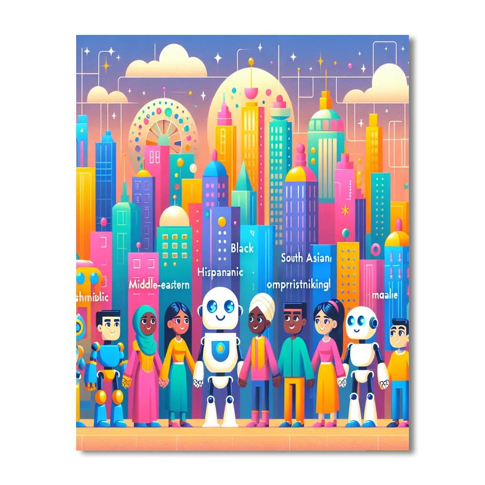 Robot Utopia Number Painting