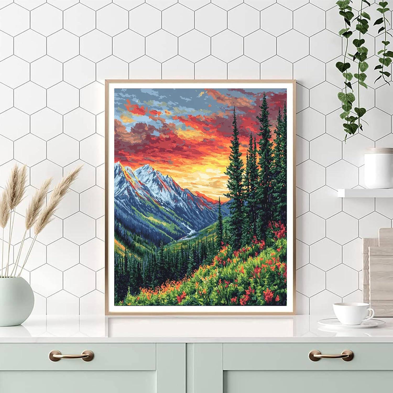 Georges Seurat Inspired Serene Mountain Rhapsody  Numbered Painting Kits