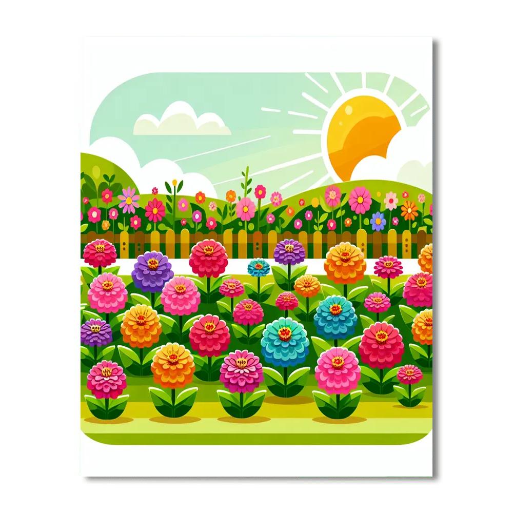 Zesty Zinnia Garden Number Painting